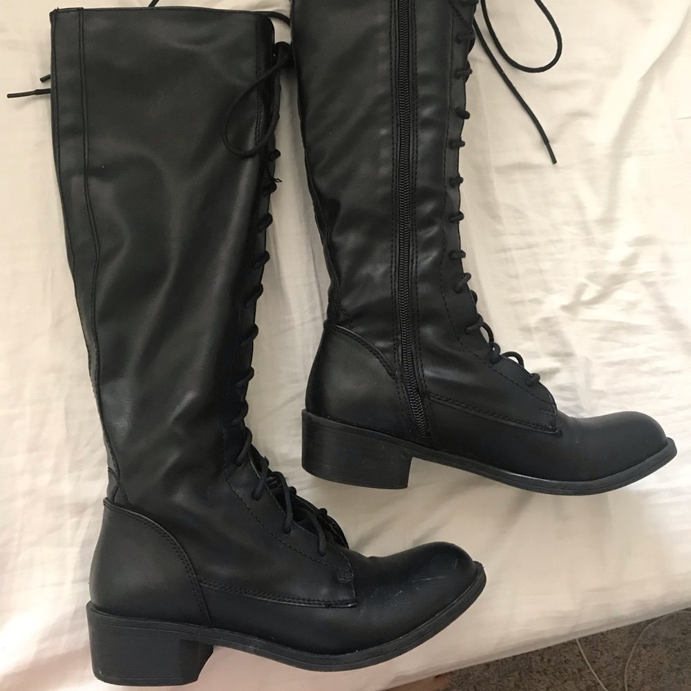 Knee high combat boots